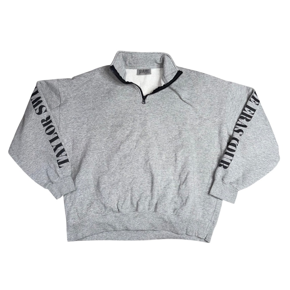 Taylor Swift The Eras‎ Tour Gray Quarter Zip Pullover Sweatshirt Medium Graphic